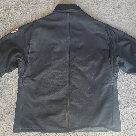 Vtg Carhartt Chore Jacket Men 2XL Tall Black Michigan Barn Work Quilt Lined Flag - Picture 3 of 15